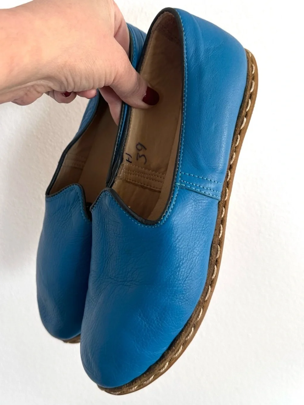 Handmade leather chariq traditional Turkish shoes size 7